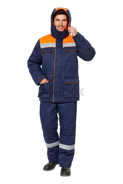 Костюм рабочий мужской зимний "Балтимор" цвет темно-синий/оранжевый