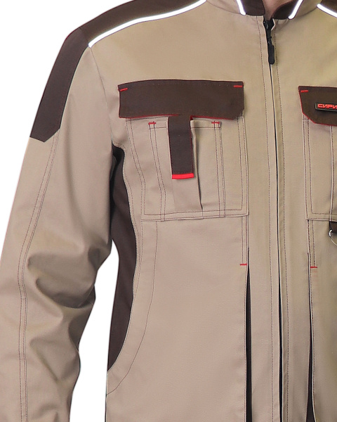 Куртка "ДЖЕТ БРАУН" кор., песочный/ т.коричневый, тк. мех. стрейч с ВО (ЧЗ)