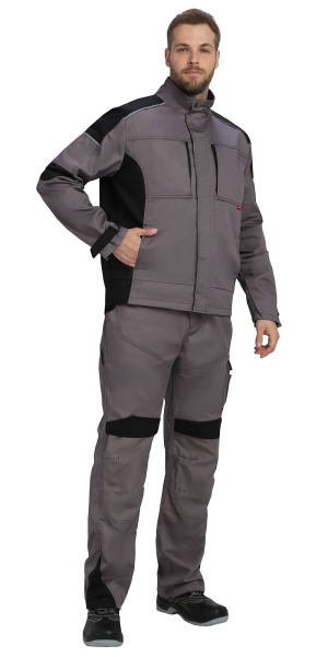 Костюм ЦИТРИН куртка (чз), п/к ср.серый с черным