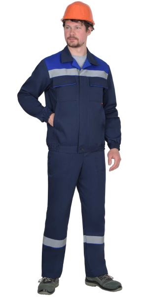 Костюм "МАСТЕР-РОСС" куртка кор., п/к, тёмно-синий с васильковым и СОП