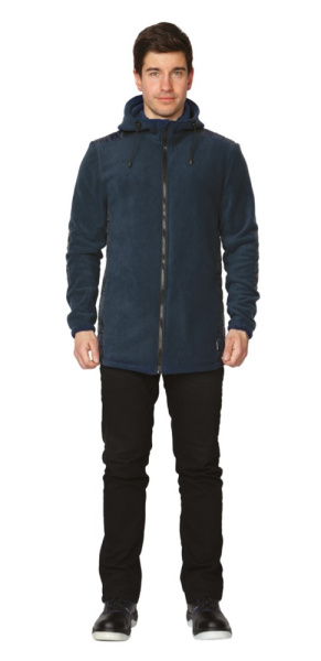 Куртка "Кеми" флисовая с капюшоном тёмно-синяя