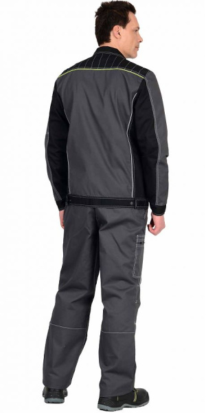 Костюм "Престиж" куртка кор. (чз), п/к, т.серый с черным с лимонным кантом