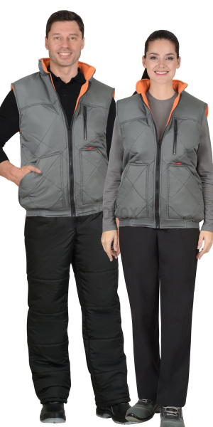 Жилет ЕВРОПА утепленный серый с флисовой подкладкой