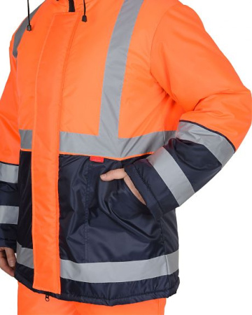 Костюм "МАГИСТРАЛЬ-3" куртка, п/к, тк. Оксфорд, оранжевый/синий, СОП