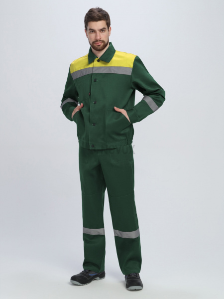 Костюм "Лигор-1" СОП (тк.Смесовая,210) брюки, зеленый/желтый
