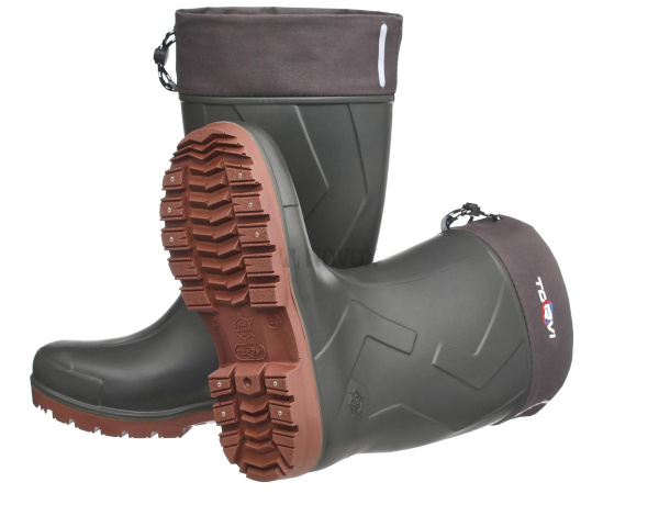 Сапоги ЭВА+ПУ мужские зимние "TORVI T - 40°C" с 5-и слойным сменным вкладышем, шипы, цв. олива