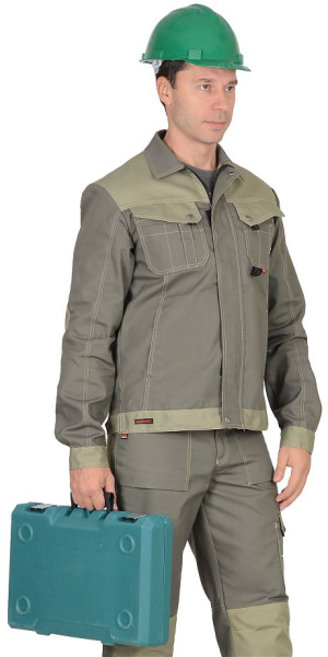 Куртка короткая "ВЕСТ-ВОРК" т.оливковый со св.оливковым пл. 275 г/кв.м (ЧЗ)