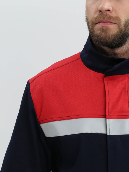 Костюм сварщика Велд-СОП 1 кл.защиты (тк.Хлопок-ОП,350) брюки, синий/красный