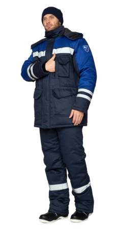 Куртка антистатическая мужская утеплённая "Антистат" тёмно-синий/василёк