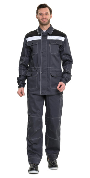 Куртка мужская летняя "Эко-Труд" тёмно-серый/чёрный/светло-серый, СОП