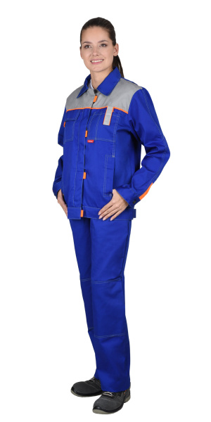 Костюм жеснкий "ФАВОРИТ" куртка, брюки васильковый со св.серым