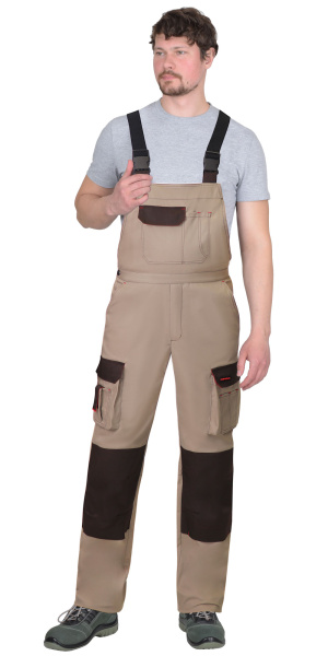 Костюм СИРИУС-ДЖЕТ БРАУН куртка (чз), п/к, песочный с т.коричневым тк. мех. стрейч с ВО