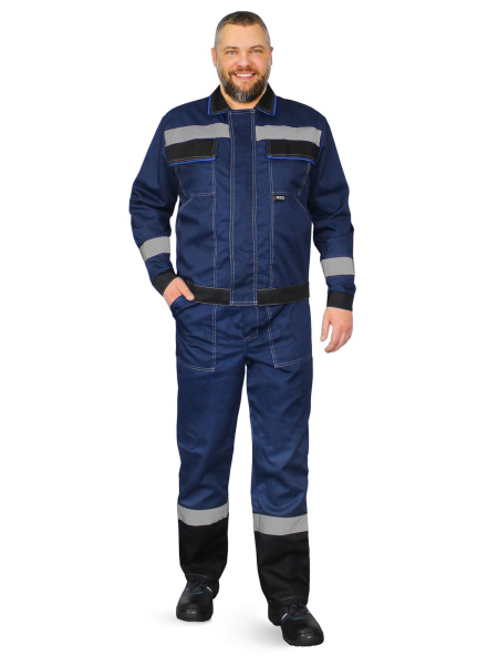 Костюм "Система", куртка+п/к, цв. синий/черн/василек