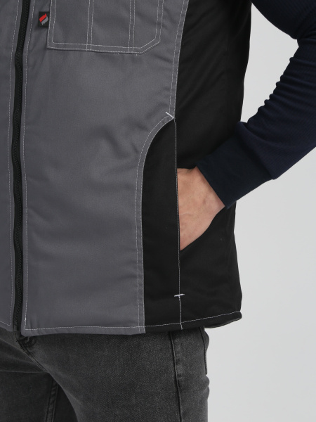 Жилет утепленный "Вектрон" СОП (тк.Смесовая,240), серый/черный/красный