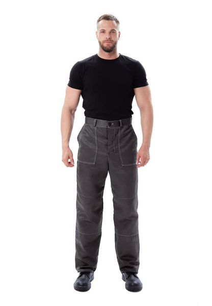 Костюм мужской "Дамаск" летний, куртка, брюки,  Т.СЕРЫЙ/СВ.СЕРЫЙ/КРАСНЫЙ