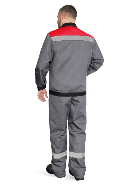 Костюм "Корпус" (куртка+п/к) тк. смесовая 65/35, пл. 240 г/м2, цв. т.серый/черный/красный