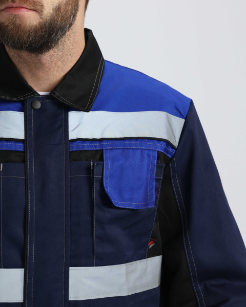 Костюм Виват-1 Премиум UZ (тк.Смесовая,240) брюки, т.синий/черный/васильковый