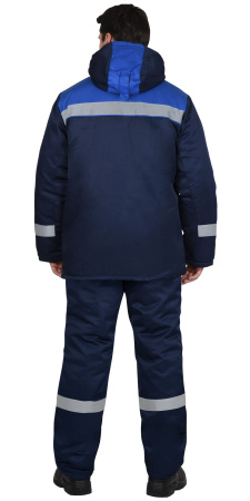 Костюм зимний "Рост-Норд"-2 куртка, п/к, т.синий с васильковым и 2 СОП 50 мм, тк. Гретта