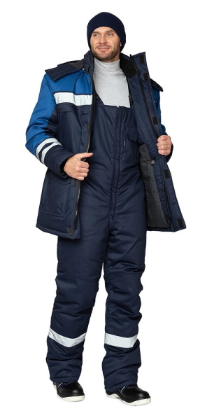 Куртка антистатическая мужская утеплённая "Антистат" тёмно-синий/светлый василёк