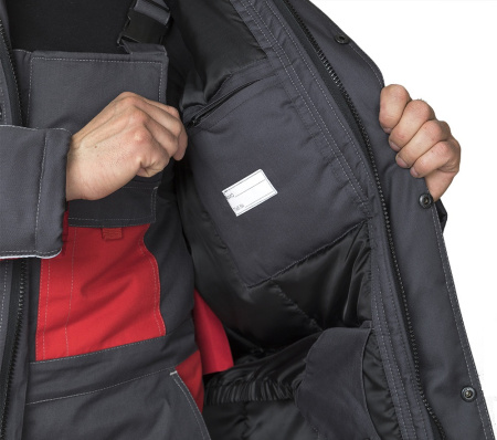 Костюм мужской утеплённый "Бренд К" тёмно-серый/красный, куртка, п/к