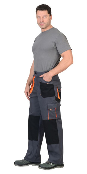 Брюки "МАНХЕТТЕН" т.серый с оранж. и черным тк. стрейч пл. 250 г/кв.м