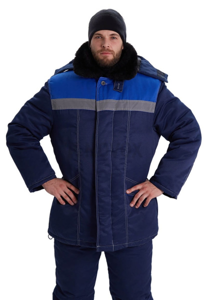 Костюм зимний "ВЬЮГА" куртка/полукомб. цвет: т.синий/василек