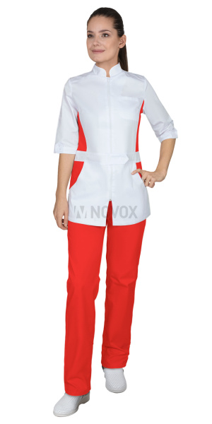 Костюм "БАРБАРА" женский белый с красным