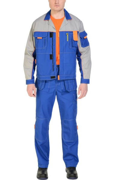 Костюм "Профессионал-1", куртка, брюки,  василек-светло-серый