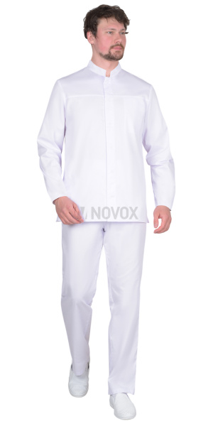 Костюм "СИЦИЛИЯ" мужской белый, воротник стойка