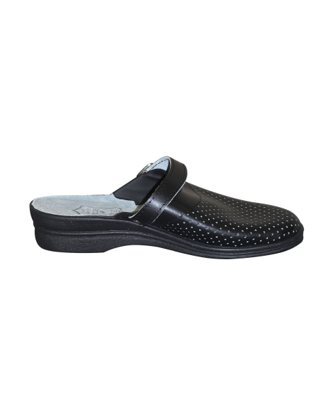 Сабо женские , нат. кожа, ПВХ, чёрные 