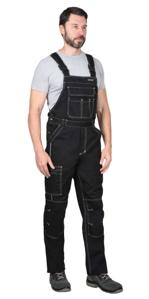 Костюм "АЛЕКС" куртка (чз), п/к, черный с голубой отделкой