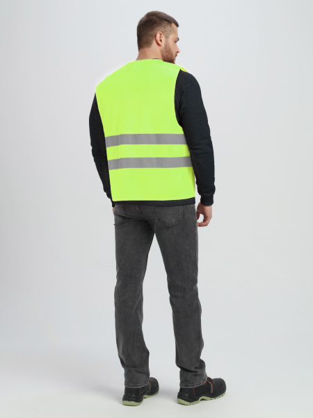 Жилет сигнальный Profline Base с пуговицами и карманами (тк.Полиэфир,100), желтый (СОП-2)