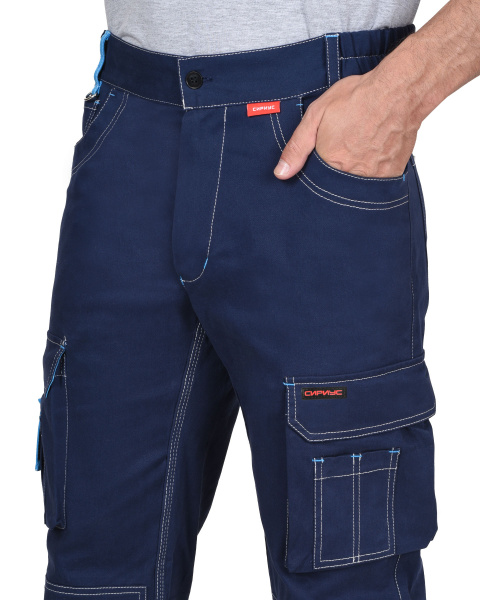 Брюки "ДЖЕТ" синие с голубым тк. мех. стрейч с ВО