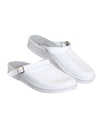Сабо мужские, натуральная кожа, ПВХ, белый