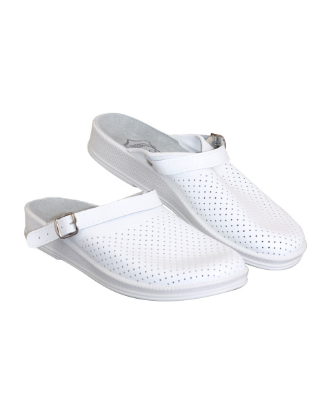 Сабо мужские, натуральная кожа, ПВХ, белый