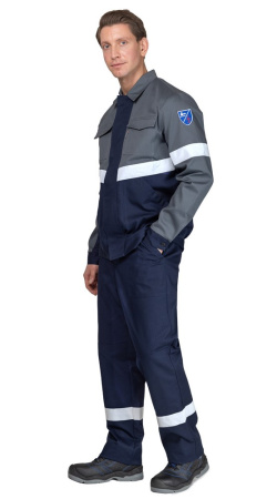 Костюм антистатический мужской "Вираж-Антистат М" тёмно-синий/тёмно-серый (куртка и брюки)