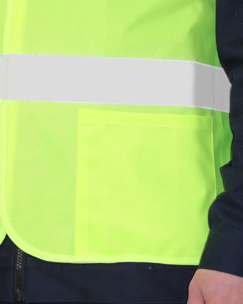 Жилет сигнальный кл.2, 4 СОП (трик.120 гр/м2, карманы) лимонный (ЧЗ)