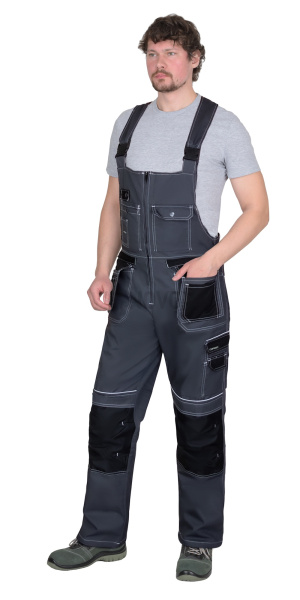 Полукомбинезон "ПРЕСТИЖ-Л" темно-серый с черным, СВ кант