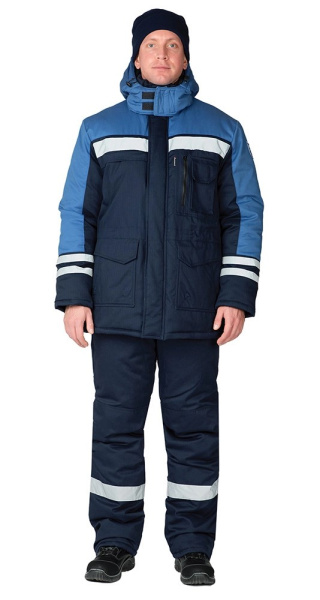 Куртка антистатическая мужская утеплённая "Антистат" тёмно-синий/светлый василёк