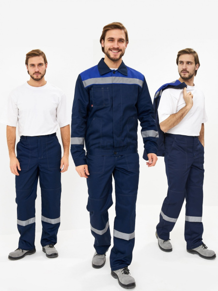 Костюм "Лигор-1" Премиум СОП (тк.Смесовая,240) брюки, т.синий/васильковый