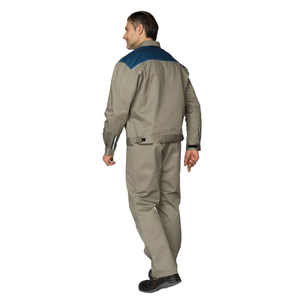 Костюм мужской летний "Профессионал 2 СОП" серо-бежевый/синий (куртка и полукомбинезон)