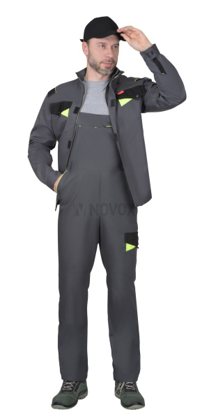 Костюм "ХОВАРД" куртка (чз), п/к, темно-серая с черной и лимонной отд.