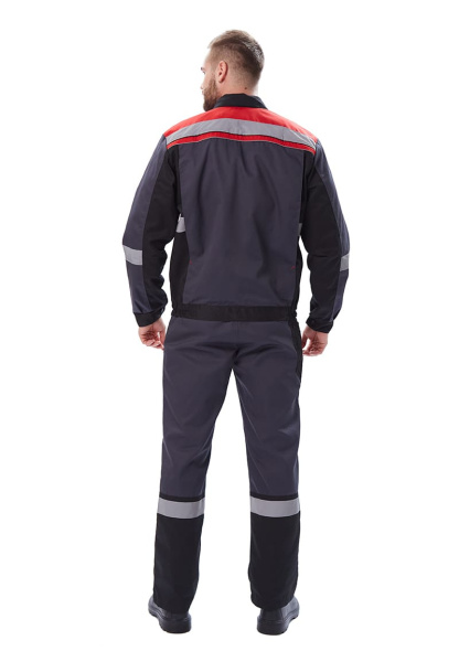 Костюм мужской "Виватный" куртка, п/к, т.серый/черный/красный