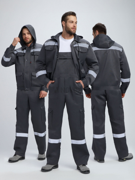 Костюм "Нейч-2" СОП с капюшоном (тк.Смесовая,210) п/к, т.серый/св.серый