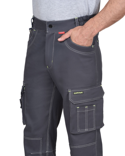 Брюки "ДЖЕТ" т.серый с синим тк. стрейч с ВО