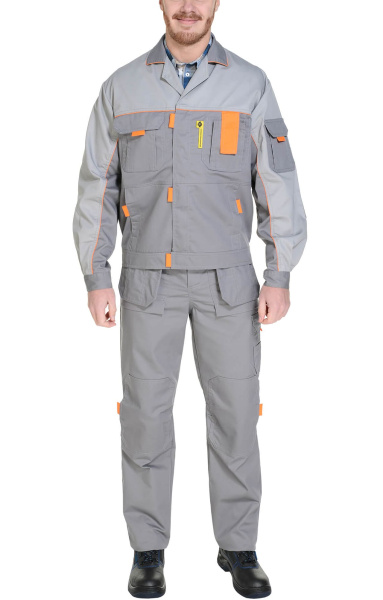 Костюм "Профессионал-1" куртка, брюки, т.серый со св. серым