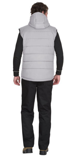 Жилет утепленный с капюшоном ЗОДИАК жемчужный на подкладке