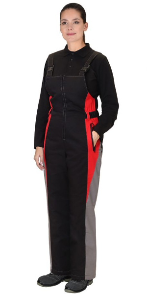 Костюм женский зимний "СИБИРЯЧКА", серый/черный/красный