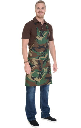 Фартук HORECA (ХОРЕКА) с нагрудником camouflage green (камуфляжный зеленый)