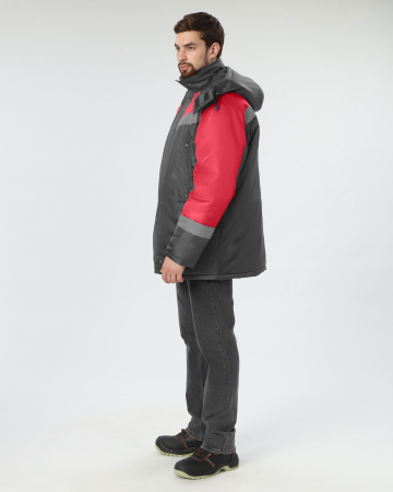 Куртка зимняя "Лигор" СОП (тк.OxLine,90), т.серый/красный